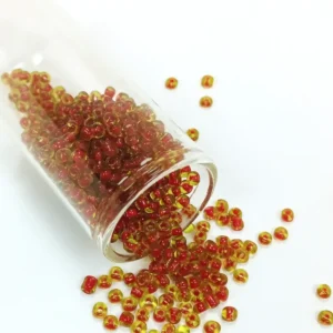 Dökme Cam Kum Boncuk (8/0) 3 mm - 20 Gram - Şeffaf Sarı Kırmızı - BNC175