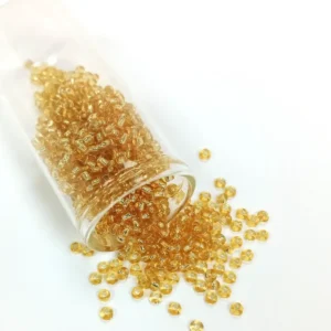 Dökme Cam Kum Boncuk (8/0) 3 mm - 20 Gram - Şeffaf Koyu Sarı - BNC176