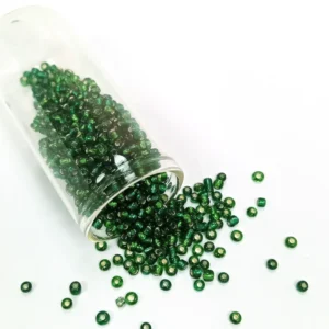 Dökme Cam Kum Boncuk (8/0) 3 mm - 20 Gram - Şeffaf Asker Yeşili - BNC177