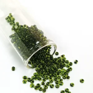 Dökme Cam Kum Boncuk (8/0) 3 mm - 20 Gram - Şeffaf Yeşil Siyah - BNC179