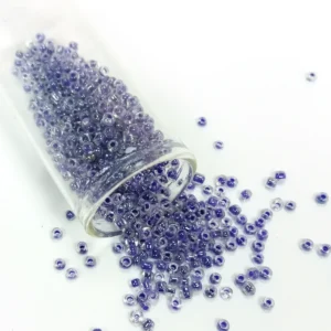 Dökme Cam Kum Boncuk (8/0) 3 mm - 20 Gram - Şeffaf Mor Beyaz - BNC181