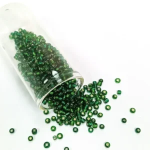 Dökme Cam Kum Boncuk (8/0) 3 mm - 60 Gram - Şeffaf Asker Yeşili - BNC218