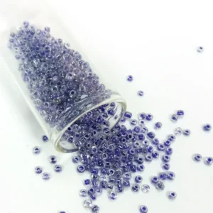 Dökme Cam Kum Boncuk (8/0) 3 mm - 60 Gram - Şeffaf Mor Beyaz - BNC222