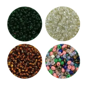 Dökme Cam Kum Boncuk (8/0) 3 mm - 4 Renk - Toplam 80 Gram - BNC419