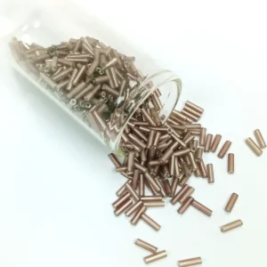 Uzun Boru Kesme Boncuk Çap 2mm Uzunluk 10 mm - 20 Gram - Koyu Bej - BNC225