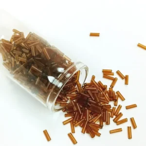 Uzun Boru Kesme Boncuk Çap 2mm Uzunluk 10 mm - 20 Gram - Şeffaf Kahverengi - BNC246