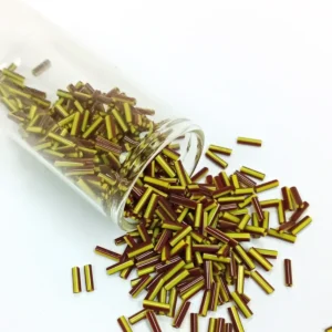 Uzun Boru Kesme Boncuk Çap 2mm Uzunluk 10 mm - 20 Gram - Koyu Kırmızı Sarı - BNC258