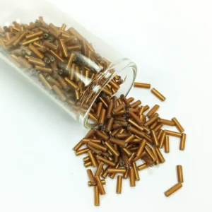 Uzun Boru Kesme Boncuk Çap 2mm Uzunluk 10 mm - 60 Gram - Koyu Altın - BNC265