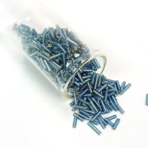 Uzun Boru Kesme Boncuk Çap 2mm Uzunluk 10 mm - 60 Gram - Camgöbeği Mavi - BNC267