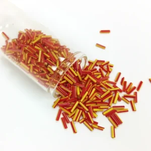 Uzun Boru Kesme Boncuk Çap 2mm Uzunluk 10 mm - 60 Gram - Sarı Kırmızı - BNC274