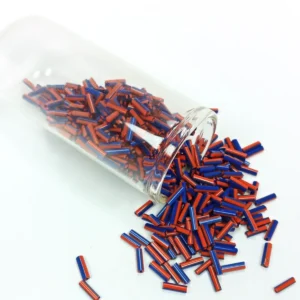 Uzun Boru Kesme Boncuk Çap 2mm Uzunluk 10 mm - 60 Gram - Turuncu Mavi - BNC277