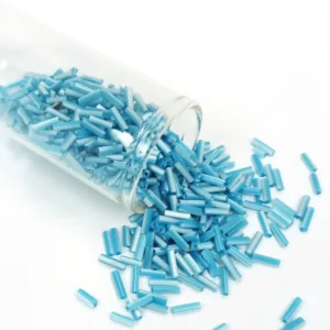 Uzun Boru Kesme Boncuk Çap 2mm Uzunluk 10 mm - 60 Gram - Açık Mavi Beyaz - BNC279
