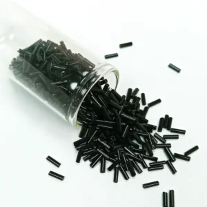 Uzun Boru Kesme Boncuk Çap 2mm Uzunluk 10 mm - 60 Gram - Siyah - BNC280