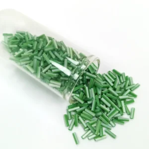 Uzun Boru Kesme Boncuk Çap 2mm Uzunluk 10 mm - 60 Gram - Yeşil Beyaz - BNC286