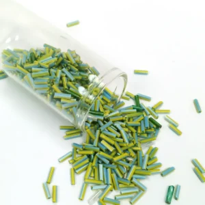 Uzun Boru Kesme Boncuk Çap 2mm Uzunluk 10 mm - 60 Gram - Yeşil Mavi - BNC289