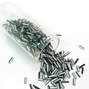 Uzun Boru Kesme Boncuk Çap 2mm Uzunluk 10 mm - 60 Gram - Siyah Beyaz - BNC290