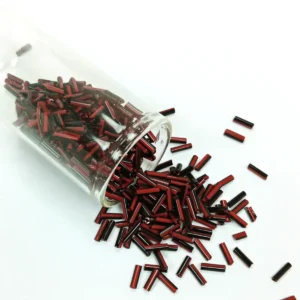 Uzun Boru Kesme Boncuk Çap 2mm Uzunluk 10 mm - 60 Gram - Kırmızı Siyah - BNC291