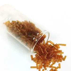 Uzun Boru Kesme Boncuk Çap 2mm Uzunluk 10 mm - 60 Gram - Şeffaf Gold - BNC293