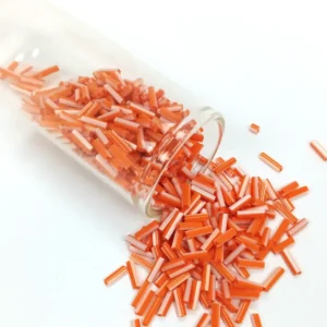 Uzun Boru Kesme Boncuk Çap 2mm Uzunluk 10 mm - 60 Gram - Turuncu Beyaz - BNC294