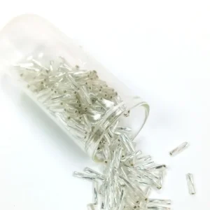 Uzun Boru Kesme Boncuk Çap 2mm Uzunluk 10 mm - 60 Gram - Parlak Gümüş - BNC296