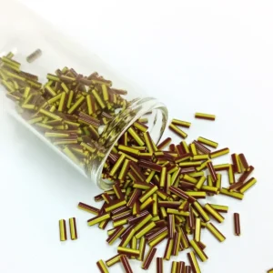 Uzun Boru Kesme Boncuk Çap 2mm Uzunluk 10 mm - 60 Gram - Koyu Kırmızı Sarı - BNC297