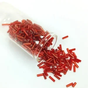 Uzun Boru Kesme Boncuk Çap 2mm Uzunluk 10 mm - 60 Gram - Şeffaf Kırmızı - BNC299