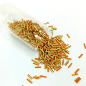 Uzun Boru Kesme Boncuk Çap 2mm Uzunluk 10 mm - 60 Gram - Yeşil Turuncu - BNC300