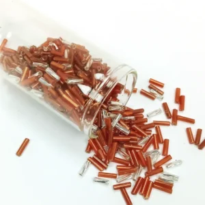 Uzun Boru Kesme Boncuk Çap 2mm Uzunluk 10 mm - 60 Gram - Kahverengi Gümüş - BNC301