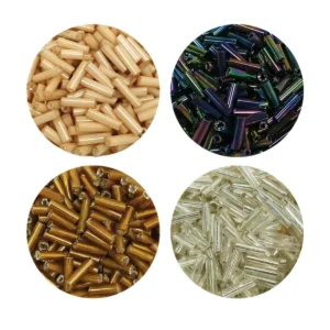 Uzun Boru Kesme Boncuk Çap 2mm Uzunluk 10 mm - 4 Renk - Toplam 80 Gram - BNC427