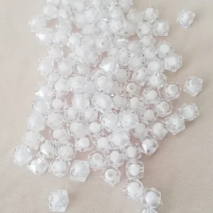 Küp Boncuk İçten Boncuklu Bileklik Çanta Boncuğu 10 mm 50 gr Beyaz - BNC456