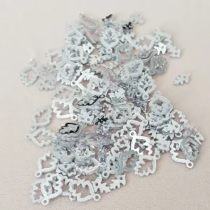 Oya Abiye Bileklik Kolye Pleksi Metalik Plastik Pul Gümüş Renk 24 gram 210 adet - BNC573