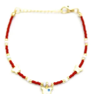 Kelebek Boncuk Bileklik - Bordo