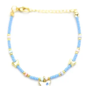 Kelebek Boncuk Bileklik - Açık Mavi