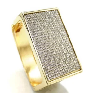 Taşlı Plaka Bilezik - Altın