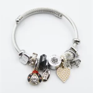 Uğur Böceği Charmlı Bilezik - Siyah