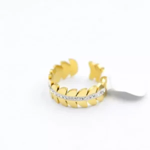 6'lı Taşlı Yaprak Yüzük - Altın