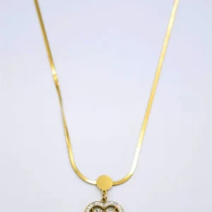 Baget Taşlı Kalp Kolye - Altın