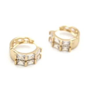 Taşlı Halka Küpe - Altın