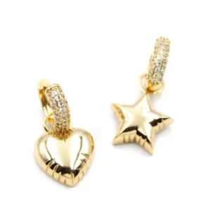 Kalp Yıldız Küpe - Altın