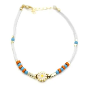 Boncuklu Papatya Halhal - Altın