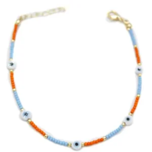 Nazar Boncuklu Halhal - Beyaz