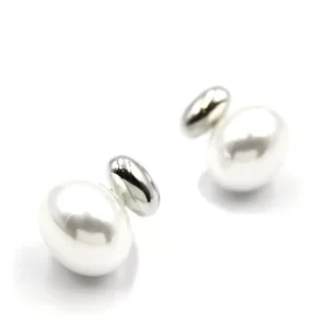 Oval İnci Küpe - Gümüş