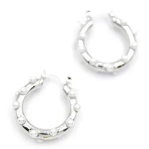 İncili Halka Küpe - Gümüş