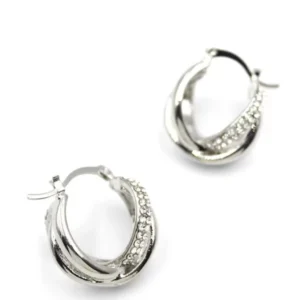 Taşlı Halka Küpe - Gümüş