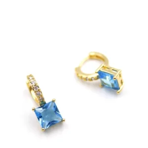 Kare Taşlı Küpe - Turkuaz