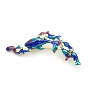 Balina Sürüsü Broş - Mavi