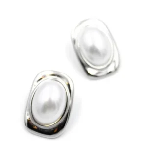 İnci Oval Küpe - Gümüş