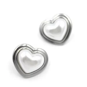 İnci Kalp Küpe - Gümüş