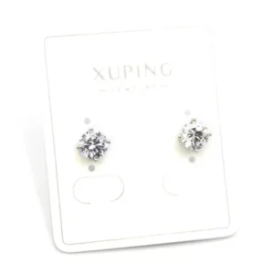 Büyük Boy Tek Taş Küpe - Gümüş