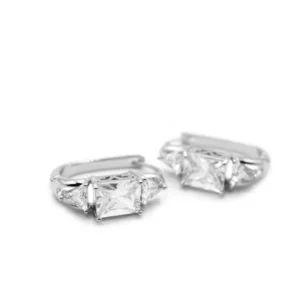 Baget Taşlı Küpe - Gümüş